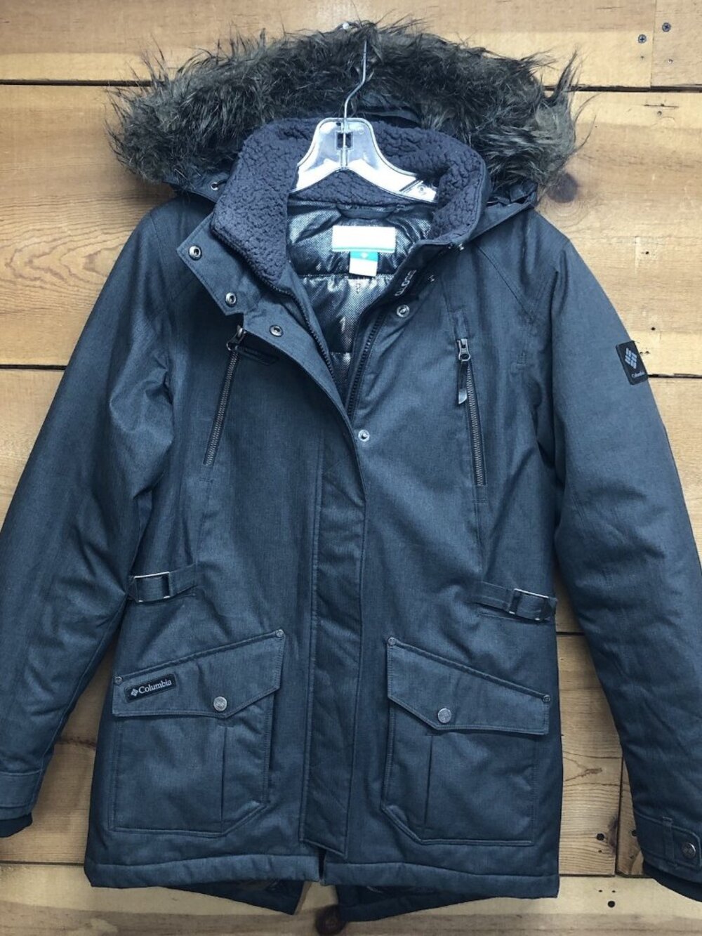Columbia 550TD Omni Heat Down Parka Coat Womens Size Small Full Zip Gray